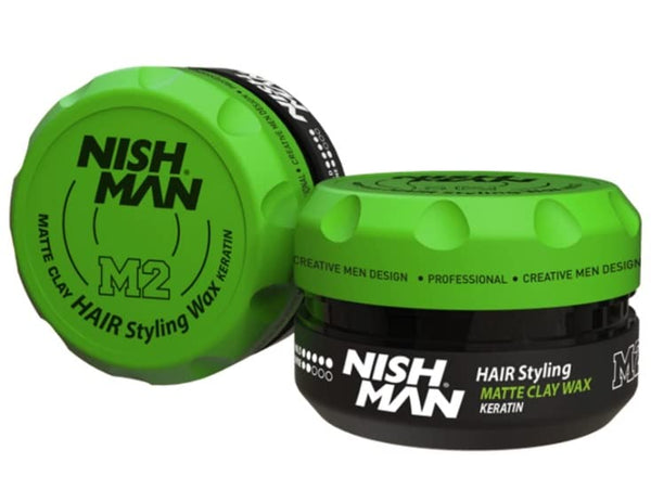 Nishman M2 Strong Hold Low Shine Hair Styling Matte Clay Wax - Keratin (100ml/3.4oz)