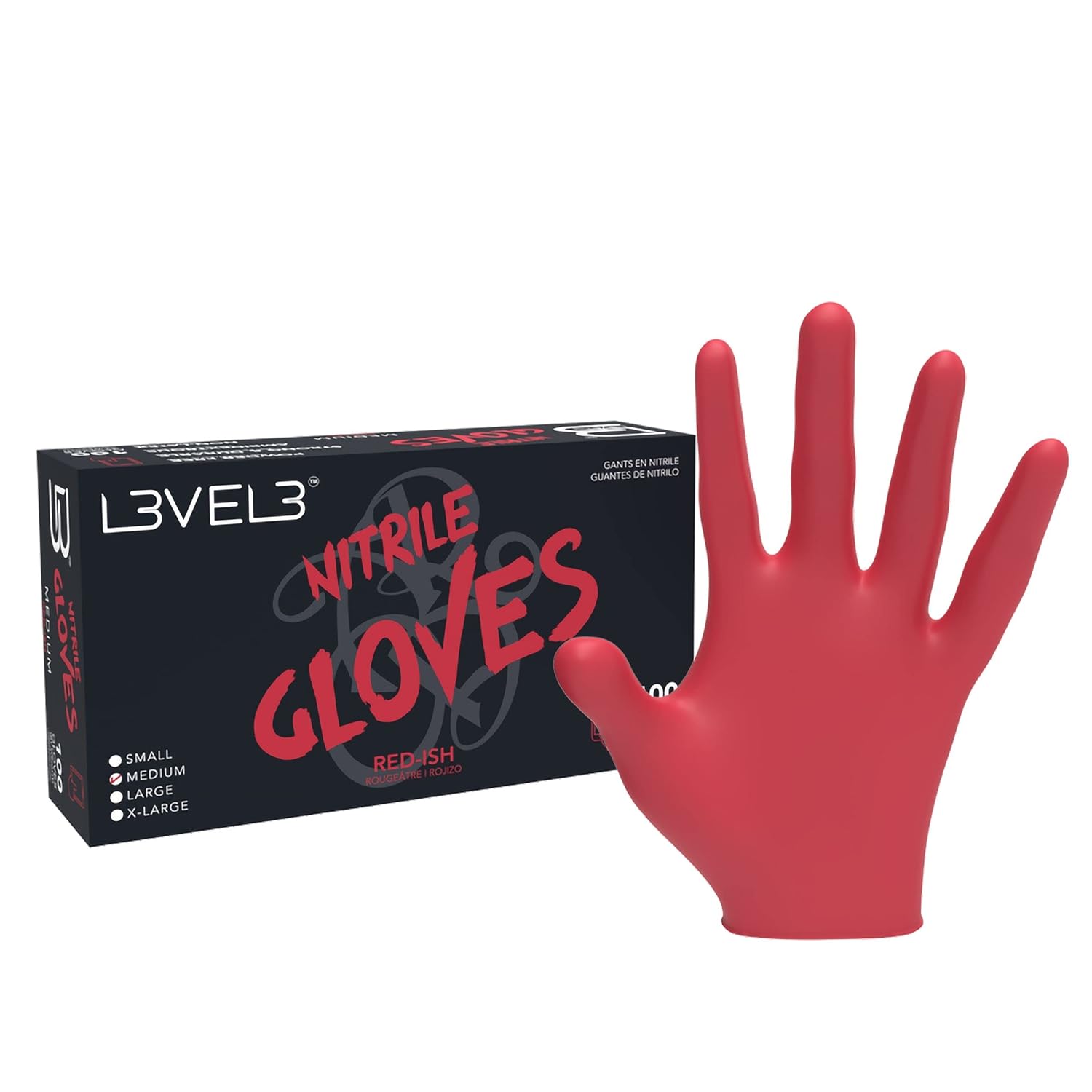L3VEL3 Professional Nitrile Gloves 100pk - Red-ish