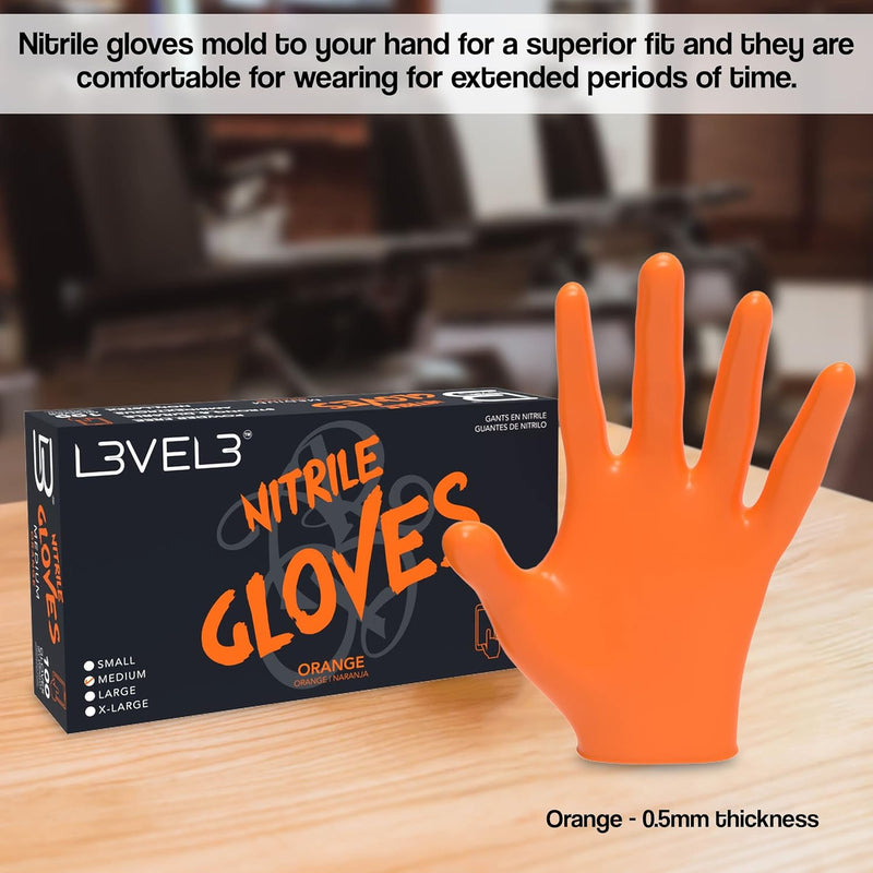 L3VEL3 Professional Nitrile Gloves 100pk - Orange
