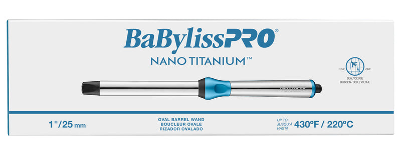 BaByliss PRO Nano Titanium Oval Barrel Curling Wand - 1" (BNTOW100LUC)