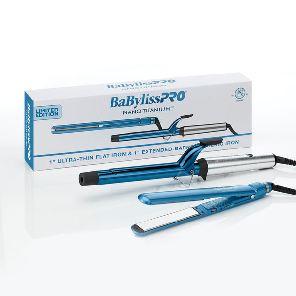 BaByliss PRO Nano Titanium 1" Extended Barrel Curling Iron & 1" Ultra-Thin Flat Iron Value Pack (BNTPP62UC)