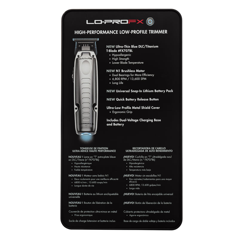 BaBylissPRO FXONE Lo-ProFX Matte Gray High Performance Low Profile Trimmer w/Interchangeable Lithium Battery Pack (FX729)