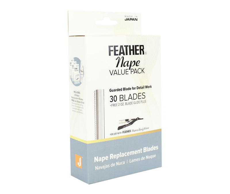 Feather Nape Value Pack w/ Free 2oz Jatai Blade Glide Shaving Lotion - 30pk (F1-30-303)