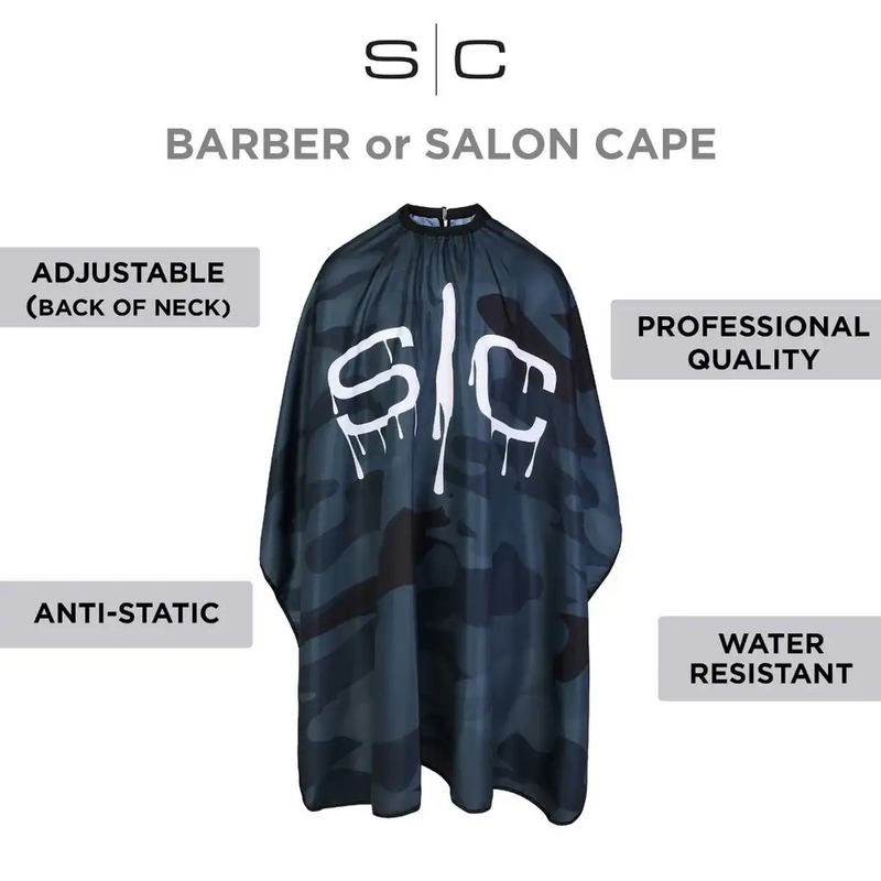 StyleCraft Professional Barber & Stylist Cape - Black Camo (SC324B)