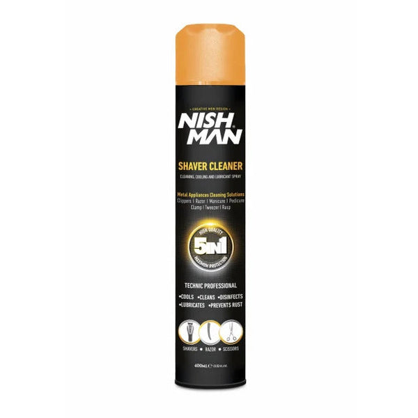 Nishman 5-in-1 Disinfectant, Lubricant, & Rust-Preventative Clipper Cleaning Spray (400ml/13.5oz)