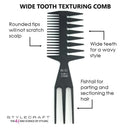 StyleCraft 3-in-1 Wide Tooth Texturizing Barber or Stylist Fish Hair Comb