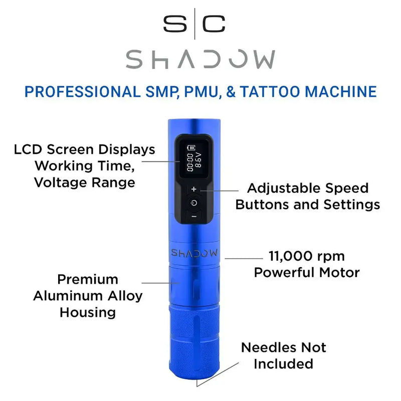 StyleCraft Shadow Professional 3-In-1 SMP/PMU Tattoo Machine w/ LCD Display