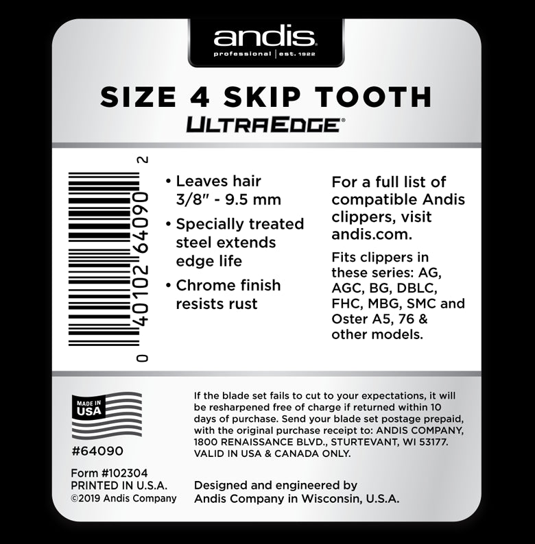 Andis Ultra Edge Detachable Skip Tooth Replacement Blade - Size 4 (64090)