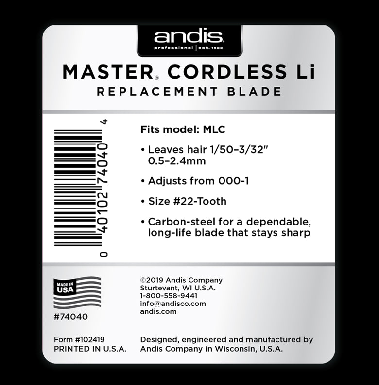 Andis Master Cordless Carbon Steel Replacement Blade - Size 000-1 (74040)