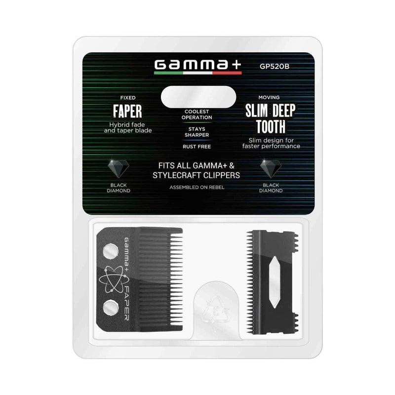 Gamma+ DLC Fixed Faper Blade w/ moving Black Diamond Carbon Slim Tooth Cutter Set (GP520B)