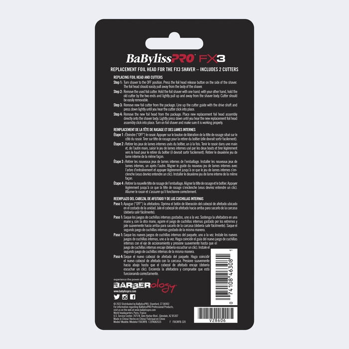 BaByliss PRO FXX3 Foil Shaver Replacement Foil & Cutter - Black (FXX3RFB)