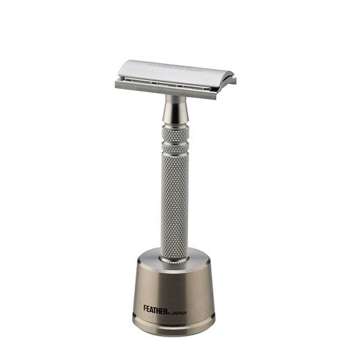 Seki Edge Feather Stainless Steel Double Edge Razor with Stand AS-D2S (F1-25-902)