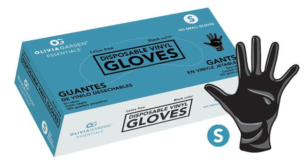 Olivia Garden Essentials Black Vinyl Disposable Gloves (100 count)