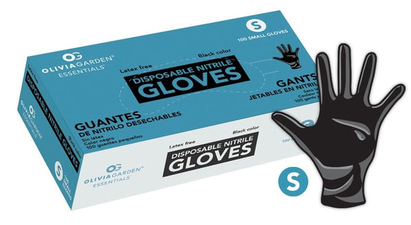 Olivia Garden Essentials Black Nitrile Disposable Gloves (100 ct)
