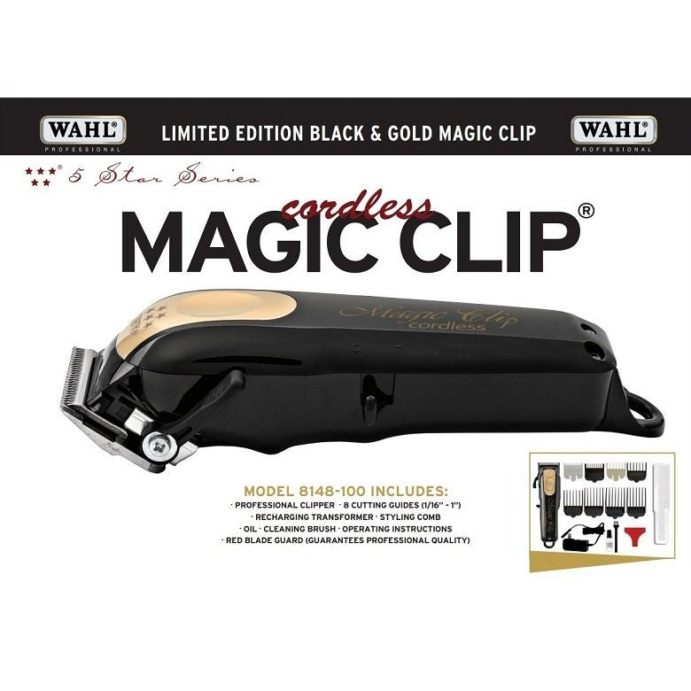 Wahl 5 Star Black and Gold Cordless Magic Clip Clipper (Limited Edition)