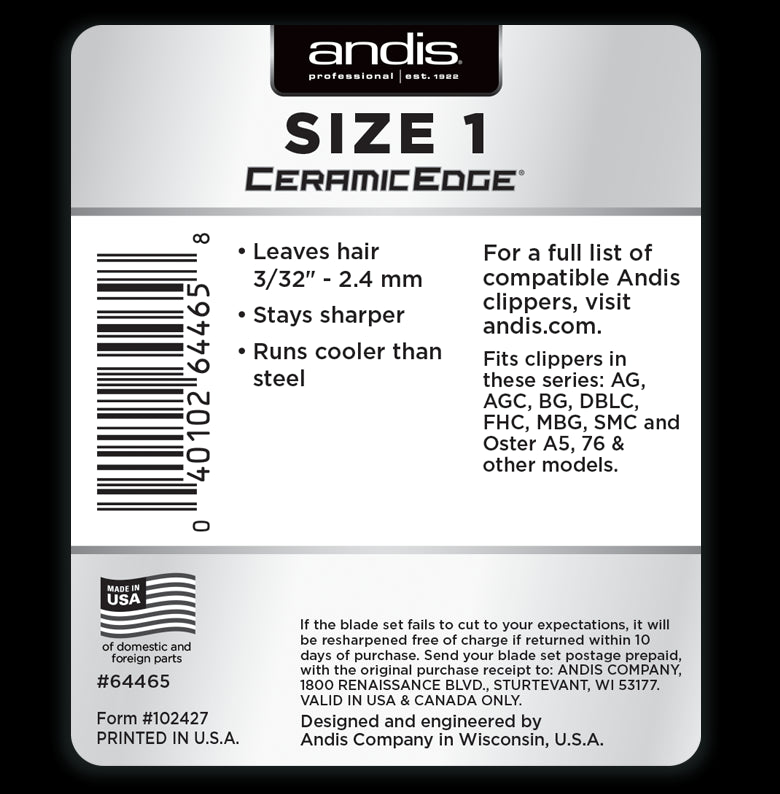 Andis Ceramic Edge Detachable Graduation Blade - Size 1