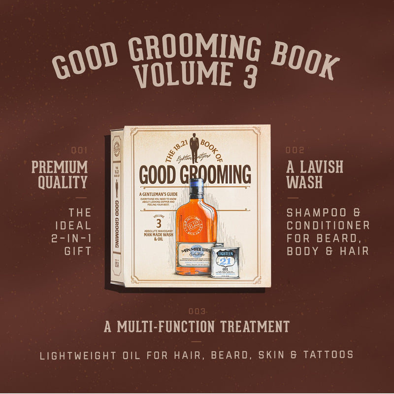 18.21 Man Made Book of Good Grooming Men's Gift Set Volume 3 - Absolute Mahogany