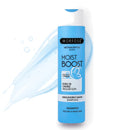 Morfose Moist Boost shampoo in a blue 400 ml pump bottle