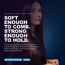 Morfose Moist Boost conditioner shown beside long, straight dark hair.