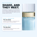 Morfose Moist Boost conditioner infographic showing separate blue and clear liquid layers.