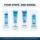 Moist Boost hair mask shown as step three in a four-step hair care routine