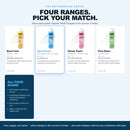 Morfose Moist Boost conditioner shown alongside three other Metamorfose hair care ranges.
