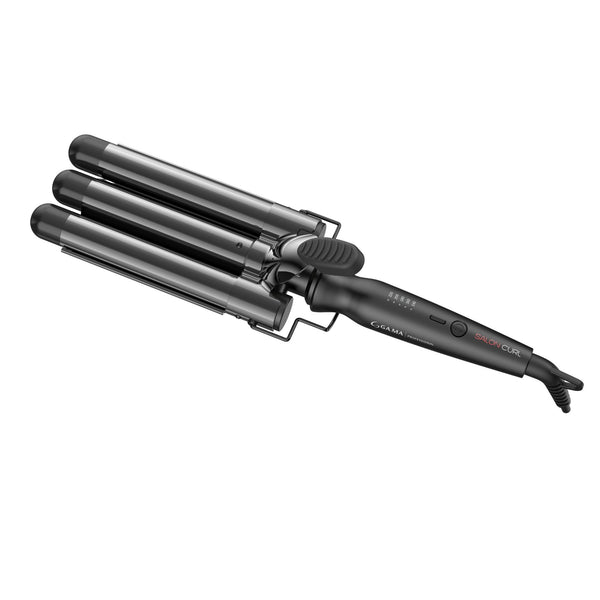 GAMA Italy Salon Curl Triferro Silk Chrome Titanium Triple Deep Waver Iron - 1"