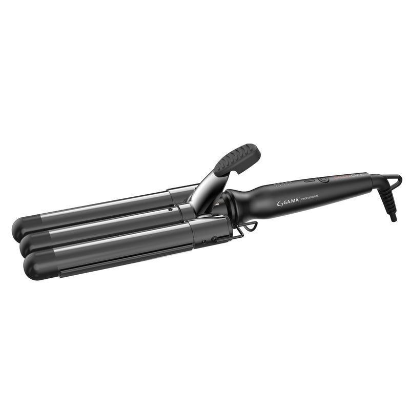 GAMA Italy Salon Curl Triferro Silk Chrome Titanium Triple Deep Waver Iron - 1"