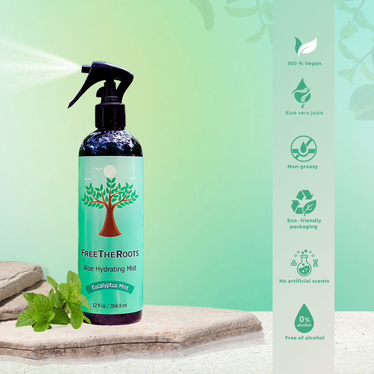 FreeTheRoots Vegan & Cruelty-Free Aloe Hydrating Mist Spray - Eucalypt