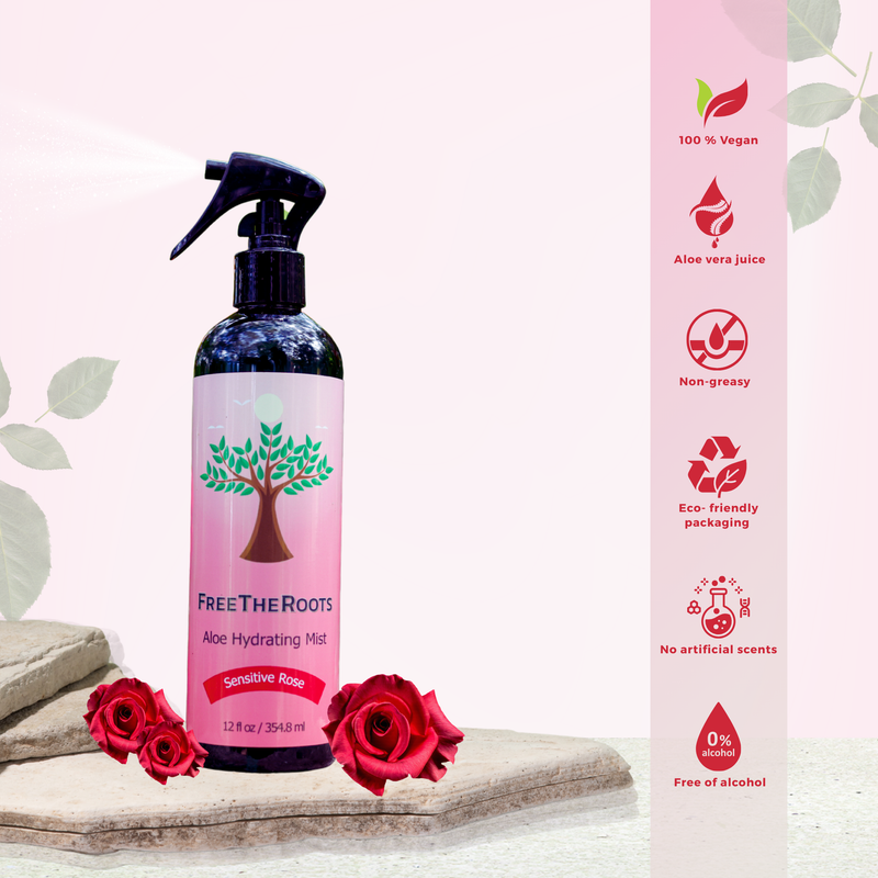 FreeTheRoots Vegan & Cruelty-Free Aloe Hydrating Hair Mist - Sensitive Rose (354.8ml/12oz)