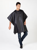 Betty Dain Black Seersucker Barber Cape w/ Snap Closure - Black