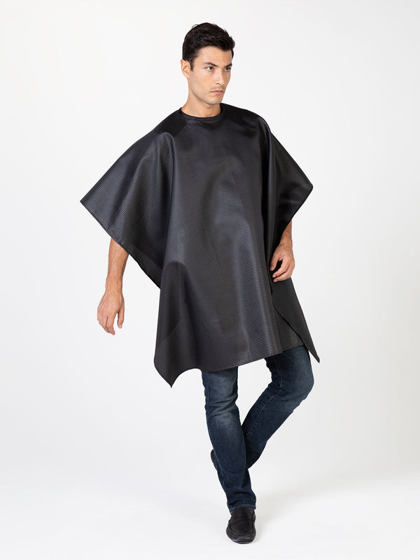 Betty Dain Black Seersucker Barber Cape w/ Snap Closure