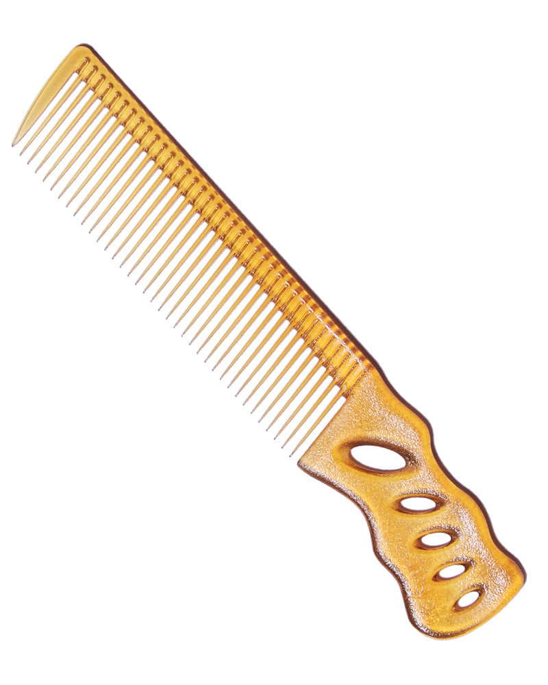 YS Park 238 Short Hair Design 6.6" Comb with Angled Handle - Camel