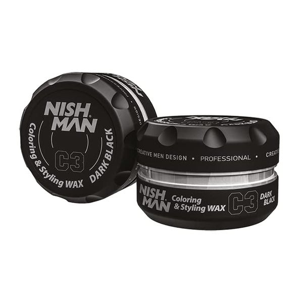 Nishman C3 Premium Coloring & Styling Hair Wax - Dark Black (100ml/3.4oz)