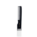 Krest 7 3/4" Teasing Comb w/ Stainless Steel Pick - Black (No. 8000)
