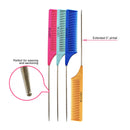 Colortrak Multicolor Carbon Fiber Stainless Steel Pin Comb Set - 4pk