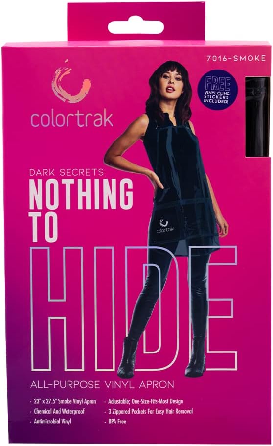 Colortrak Nothing To Hide All-Purpose Chemical & Waterproof Black Vinyl One-Size-Fits-Most Apron w/ Adjustable Chains - Dark Secrets