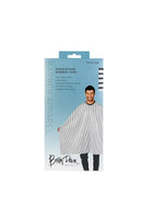 Betty Dain Seersucker Barber Cape w/ Snap Closure - Black & White