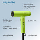 BaBylissPRO Nano Titanium Light Ionic High Speed Hair Dryer - Neon Yellow (BNTC9200NY)