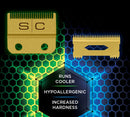 StyleCraft Fixed Gold Titanium Fade Replacement Clipper Blade w/ Gold Titanium Moving Slim Deep Tooth Cutter Set (SC521G)