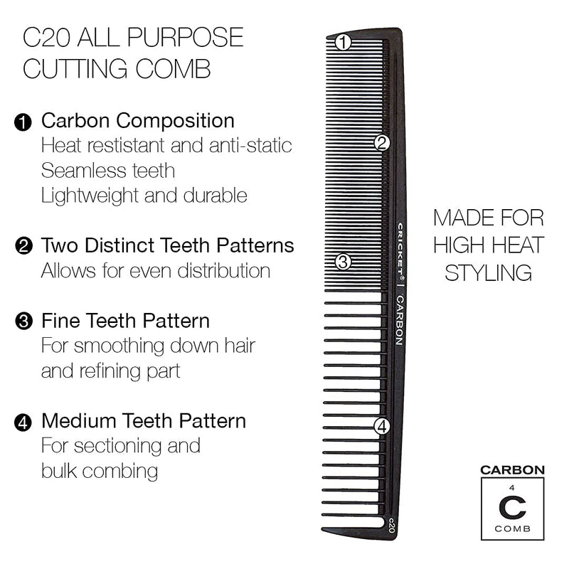 Cricket Carbon Static-Free & Heat Resistant Cutting Comb