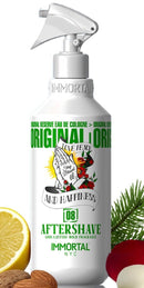Immortal NYC aftershave spray bottle with white trigger, green label 08; citrus and herb.