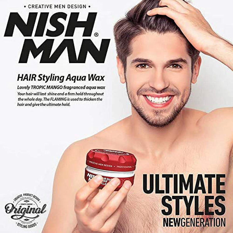 Nishman 03 Flaming Cherry Red Strong Hold Light Shine Styling Wax - Mango Fruit (150ml/5oz)