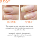 Nail Tek ridge filler before-and-after nail close-up with smooth finish
