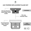 StyleCraft Ace Fixed Stainless Steel Replacement Trimmer Blade w/ Moving Stainless Steel Deep Cutter (SC519S)