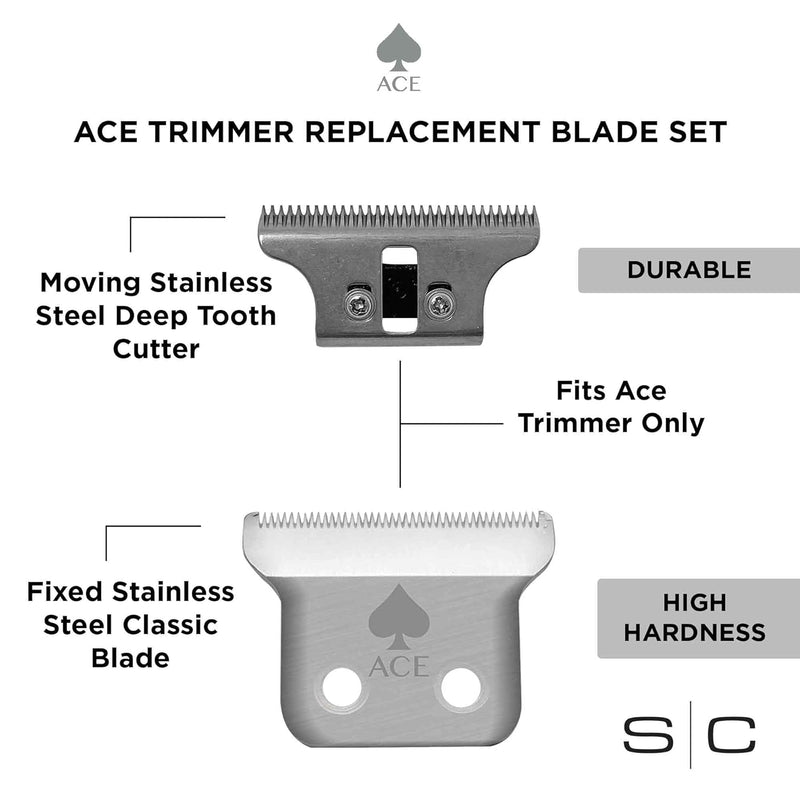 StyleCraft Ace Fixed Stainless Steel Replacement Trimmer Blade w/ Moving Stainless Steel Deep Cutter (SC519S)