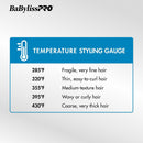 BaBylissPRO temperature styling gauge with 5 heat settings up to 430F