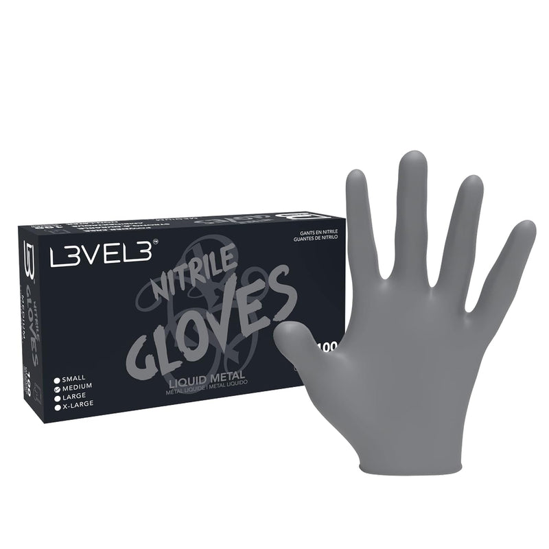 L3VEL3 Professional Nitrile Gloves 100pk - Liquid Metal