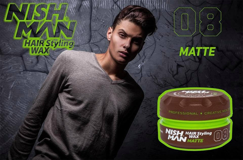 Nishman 08 Matte High Hold Low Shine Styling Wax - Dark Vanilla (150ml/5oz)