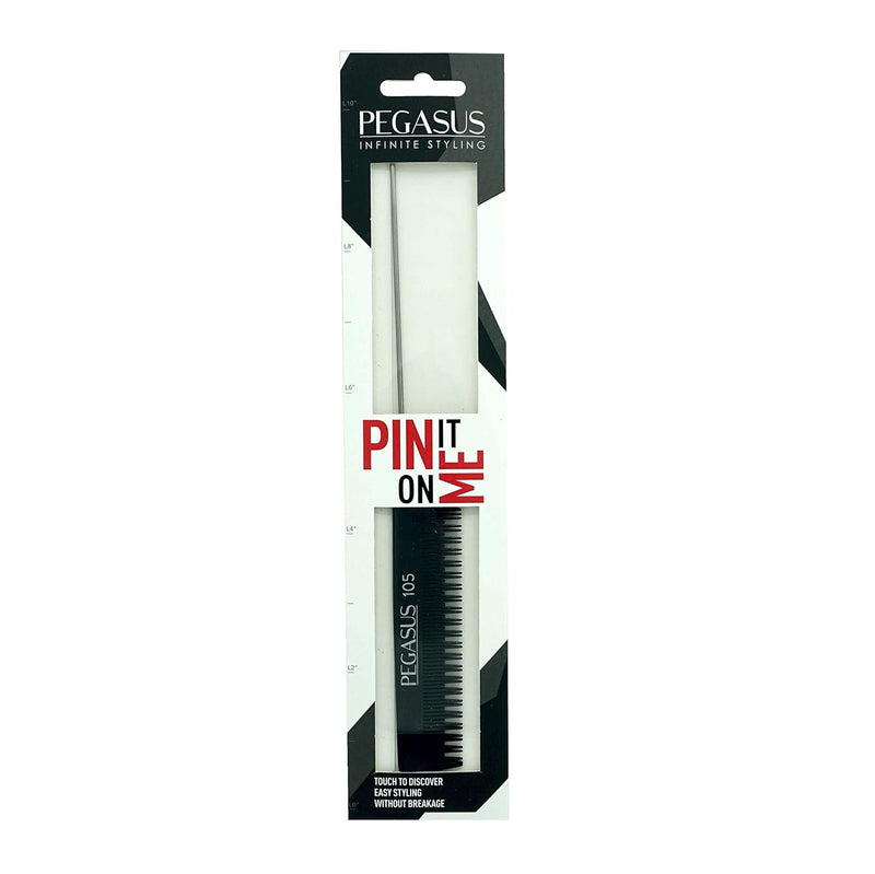 Pegasus Hard Rubber Comb (105) 9 3/4" Pin Tail Comb with Staggered Teeth